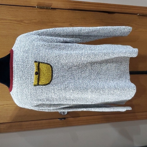 Margaret winters grey knit sweater cardigan with fun multicolored pockets - Picture 3 of 6